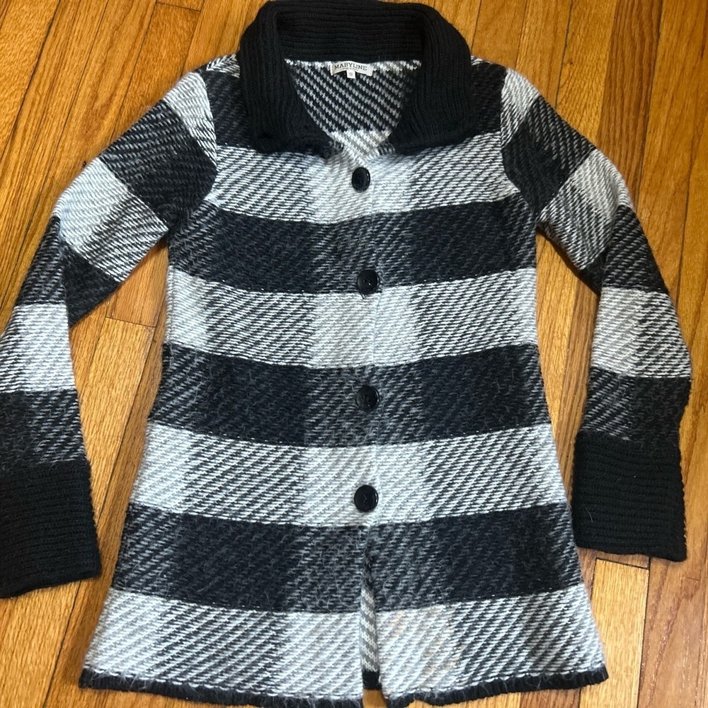 Maryline Italian Sweater Coat Chic Wool Blend Long Women's Size S